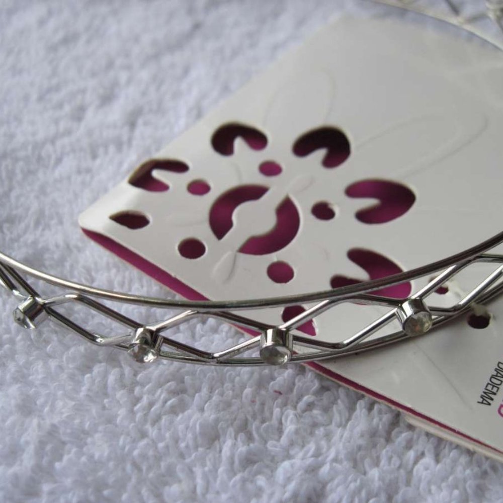 Conair Sophisticates Silver Metal Frame Headband Diamond Gem Rhinestones Prom